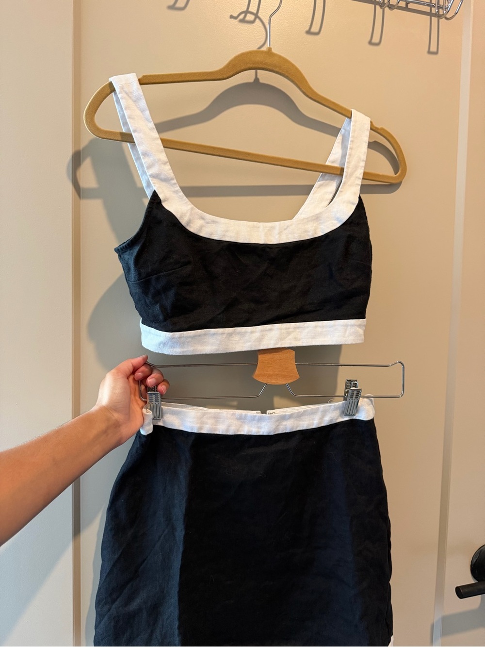 Reformation Black and White - Crop Top & Skirt Set